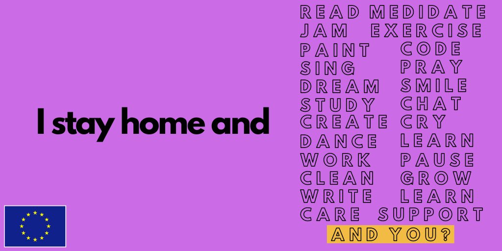 EuropeanYouthEU's tweet photo. 🇸 🇹 🇦 🇾 🇮 🇳 🇬
🇭 🇴 🇲 🇪 ❤️️
🇸 🇦 🇻 🇪 🇸
🇱 🇮 🇻 🇪 🇸

#COVID2019 #QuarantineLife #StayHome https://t.co/AMMNH5qAtG