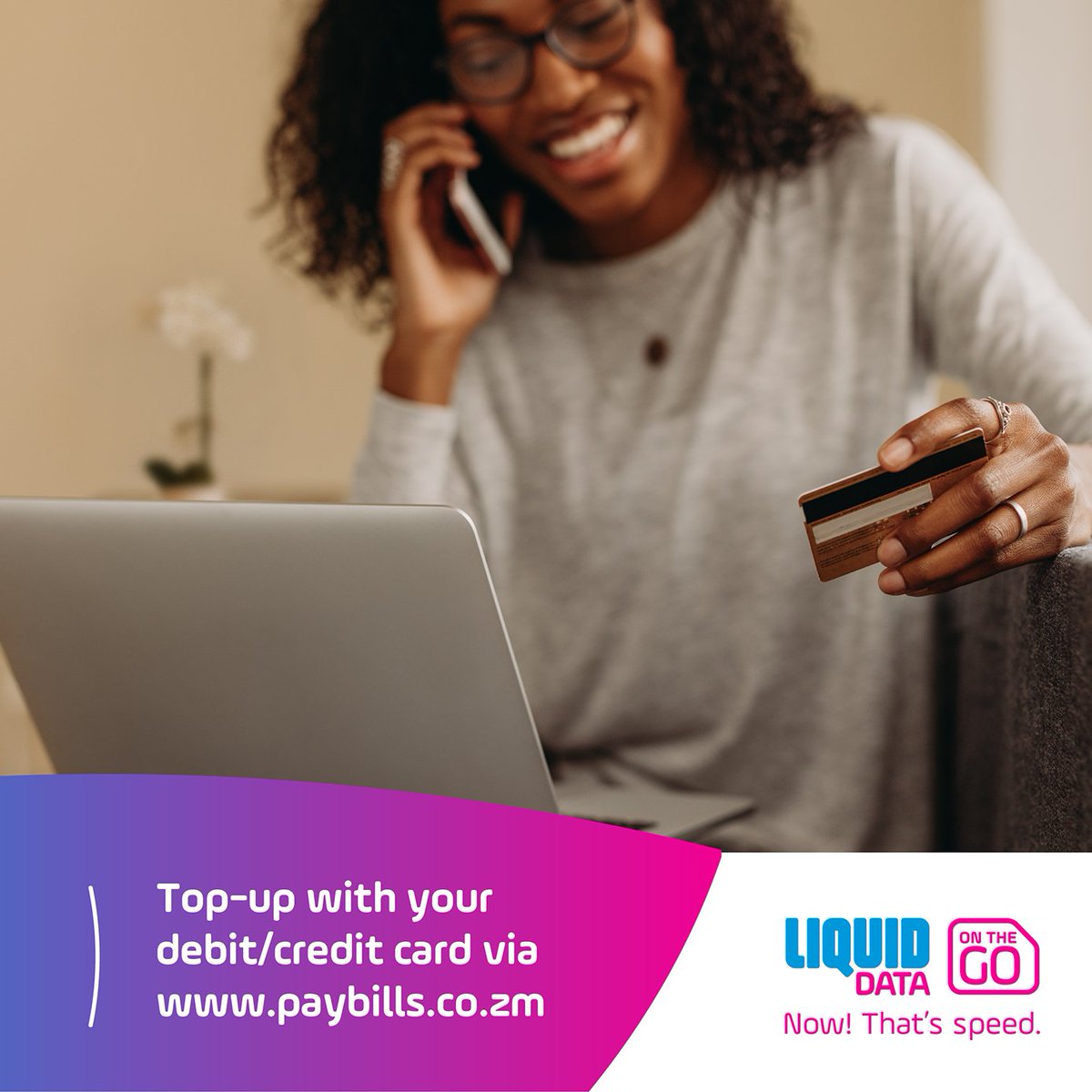 LiquidHomeZM's tweet photo. Stay safe and #AvoidTheCrowds by topping up your Liquid Data On-The-Go account on https://t.co/o6A0ZNcmfW.
Call 400 or message us here on Facebook to find out more.
#NowThatsSpeed #LiquidData #COVID19 #StayAtHome #QuarantineAndChill https://t.co/hvPdZEdPGB