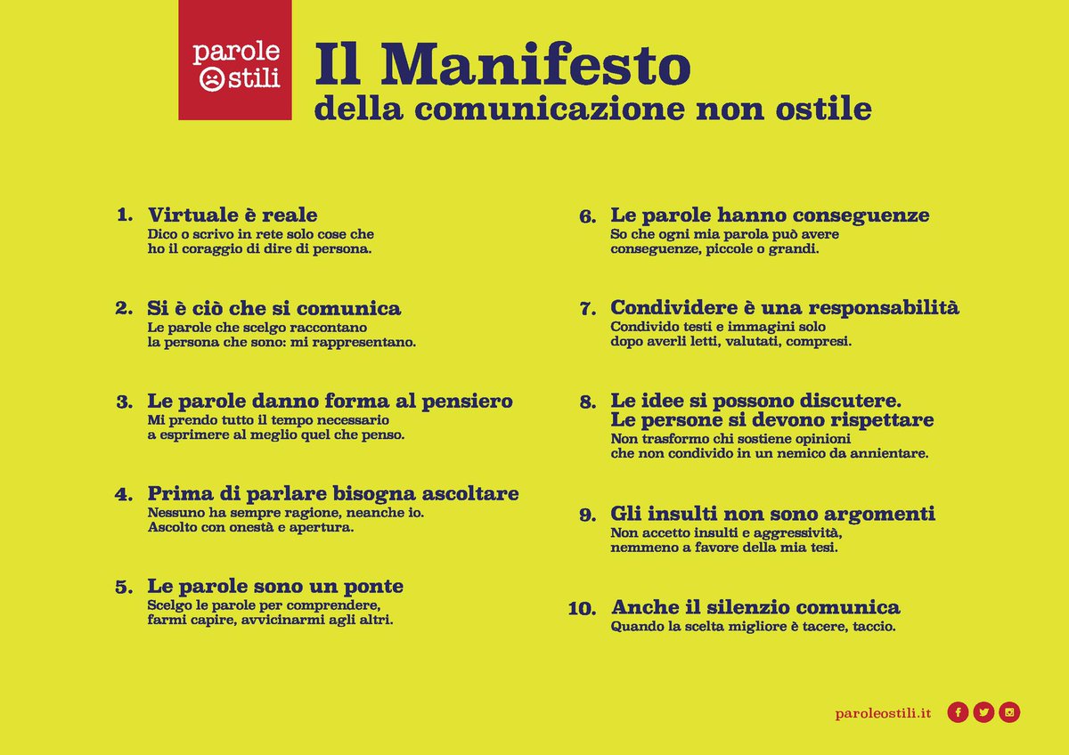 FChiusaroli's tweet photo. Oggi a #linguisticadeimedia #UniMC leggiamo il #ManifestodellaComunicazioneNonOstile di @ParoleOstili #SBLab2020 #scritturebrevi #paroleostili https://t.co/UETizcfHgK
