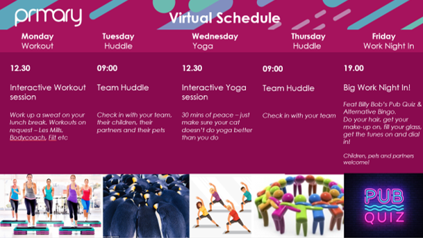 Primarylive's tweet photo. Hurrah for Fri-yayy! We may be working remotely but our virtual schedule brings our team together and tonight it's our #Zoom Pub #Quiz! #mentalhealth #remoteworking #teamtime #virtualevents #adapting https://t.co/wRLRuehQsU