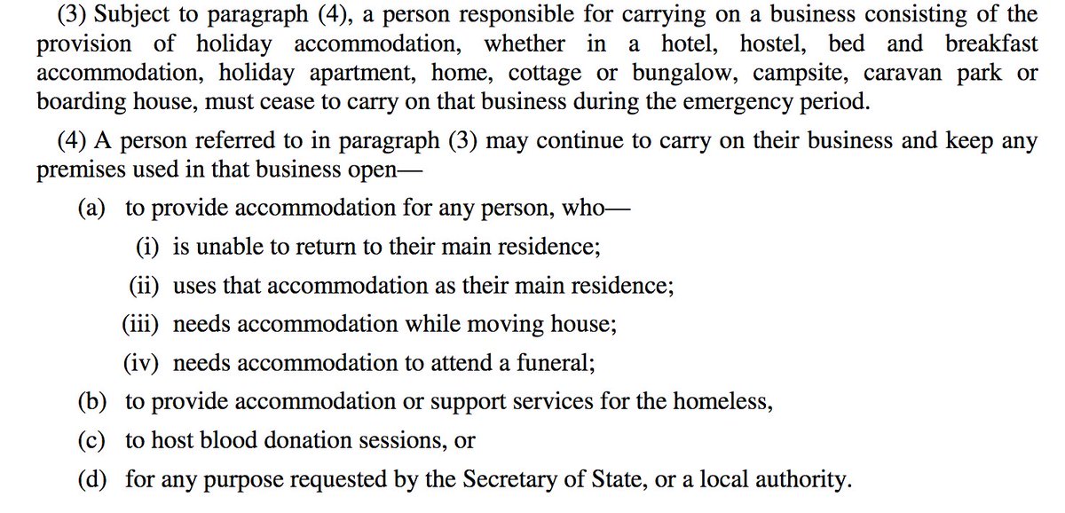 As we already know, most businesses are to be shut. A very interesting one on hotels, B'n'Bs and similar businesses though: they may be requisitioned by the Secretary of State. Wonder if this applies to AirBnB rooms or properties. 5/24