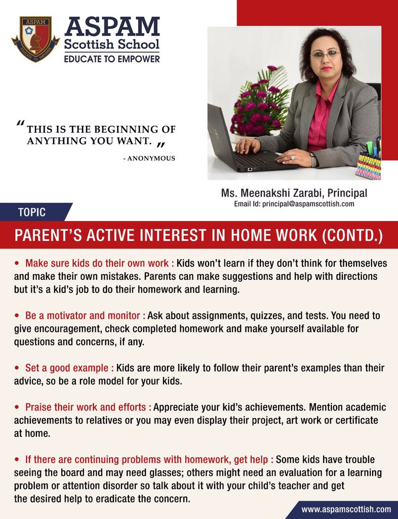 AspamSchool's tweet photo. Parent Tip of the Week
https://t.co/MC9smP12sk
#ASPAMScottish #schoolsinnoida #bestschool #homework #motivate #monitor #leadbyexample #stayactive #students #parents #kids #regularstudy #studytime #parenttip #tips #nodistractions https://t.co/EkaFsjXACz