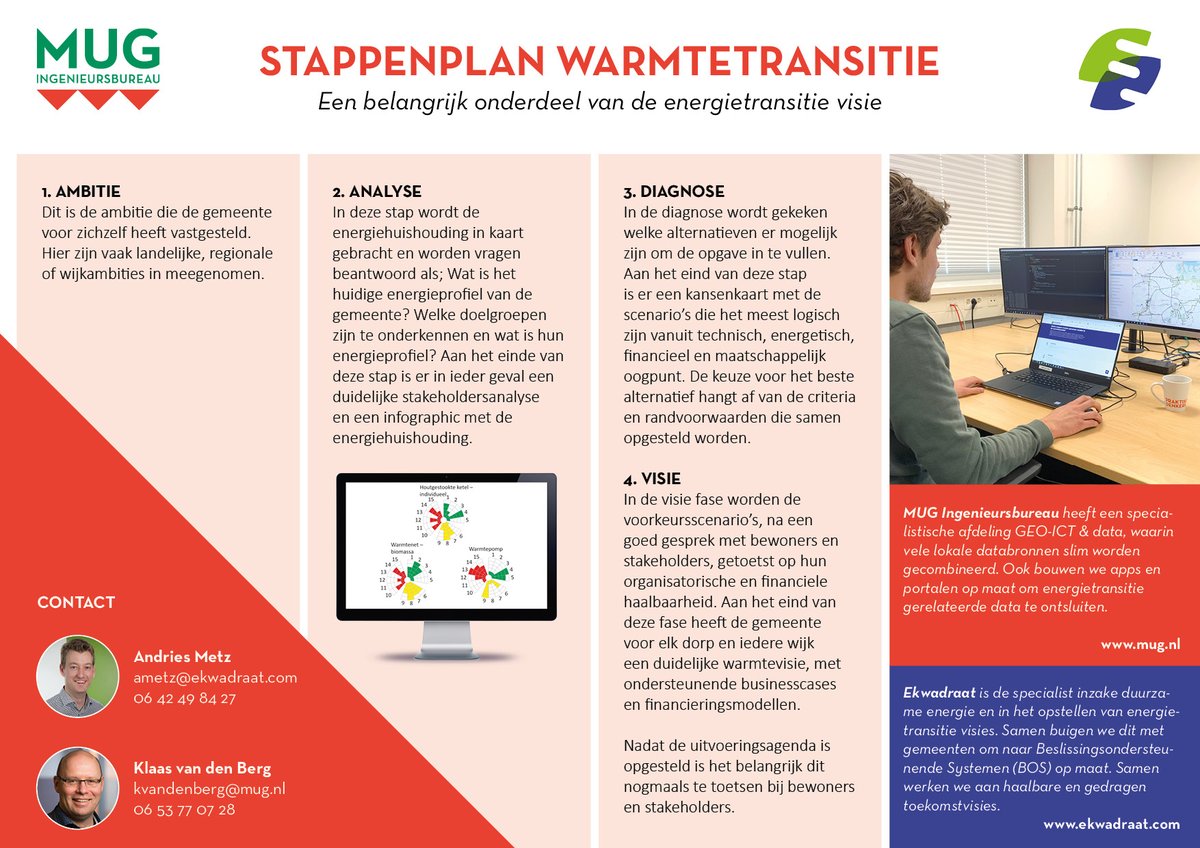 Eind 2021 moeten gemeenten een warmte transitievisie hebben vastgesteld. Dit begint met een totaalvisie van de energietransitie op lokaal niveau. Met <a href="/Ekwadraatadvies/">Ekwadraat Advies</a> is een stappenplan warmtetransitie ontwikkeld, waarin staat hoe wij haalbare en gedragen visies voorbereiden.