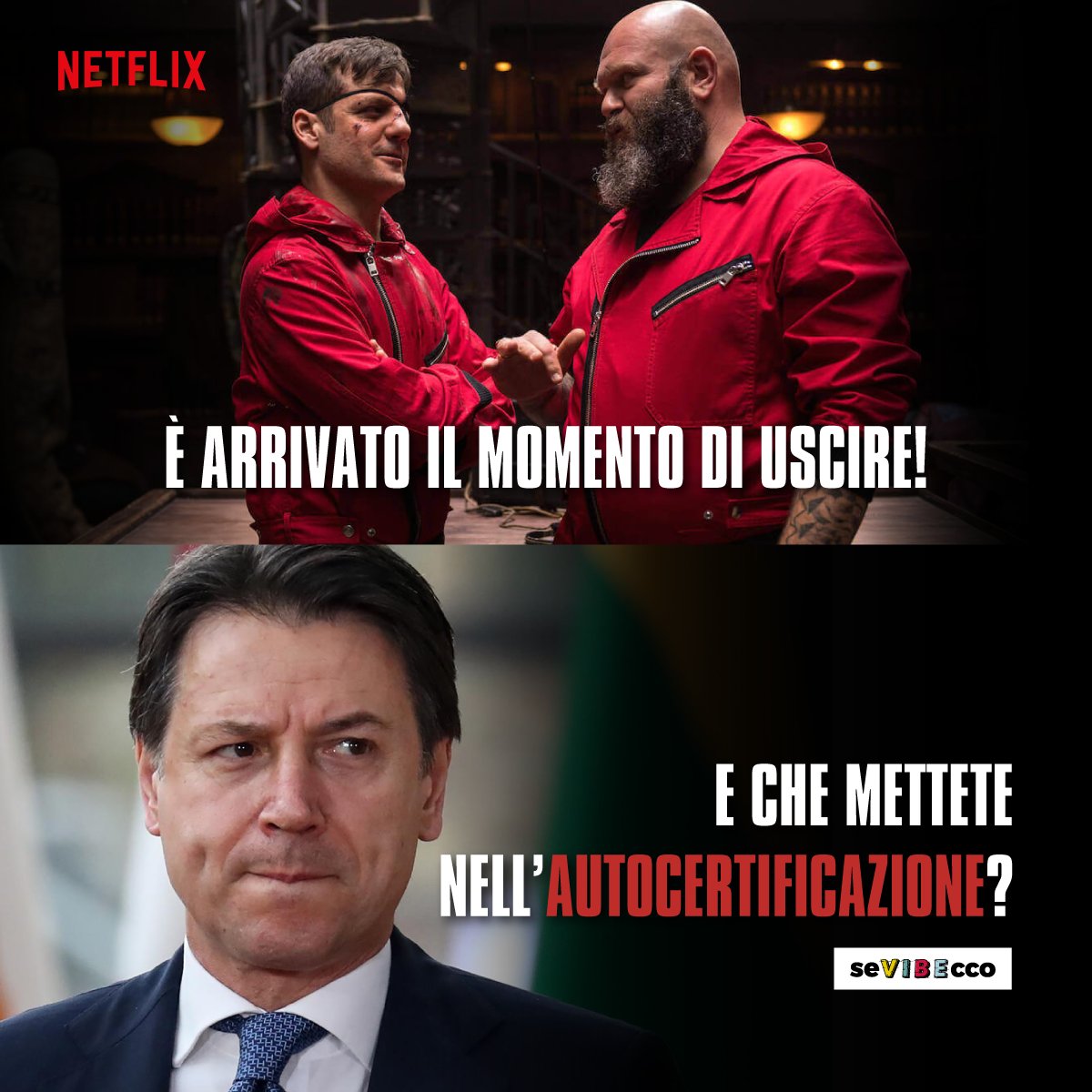 Quando sei ad un passo dall'uscire e... 📋
#Netflix 👀 #seVIBEcco

#usethevibe #lacasadicarta #LaCasaDePapel #lcdp4 #LaCasaDePapel4 #iorestoacasa #restiamoacasa #27marzo #ladifferenza #BuongiornoATutti #autocertificazione #coronarvirusitalia #unTemaAlGiorno #conte #covid19italy