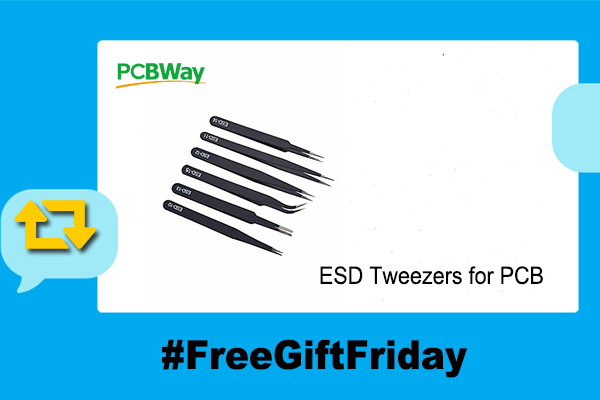🌟PCBWay #FreeGiftFriday Activity is back!
#Retweet this post to win awesome gifts, like modules, electronics tools, coupons and etc. I will choose 3 lucky winners next Friday(April 3, 2020).
ESD Tweezers for PCB is today's prize. 
👉bit.ly/39khvCY