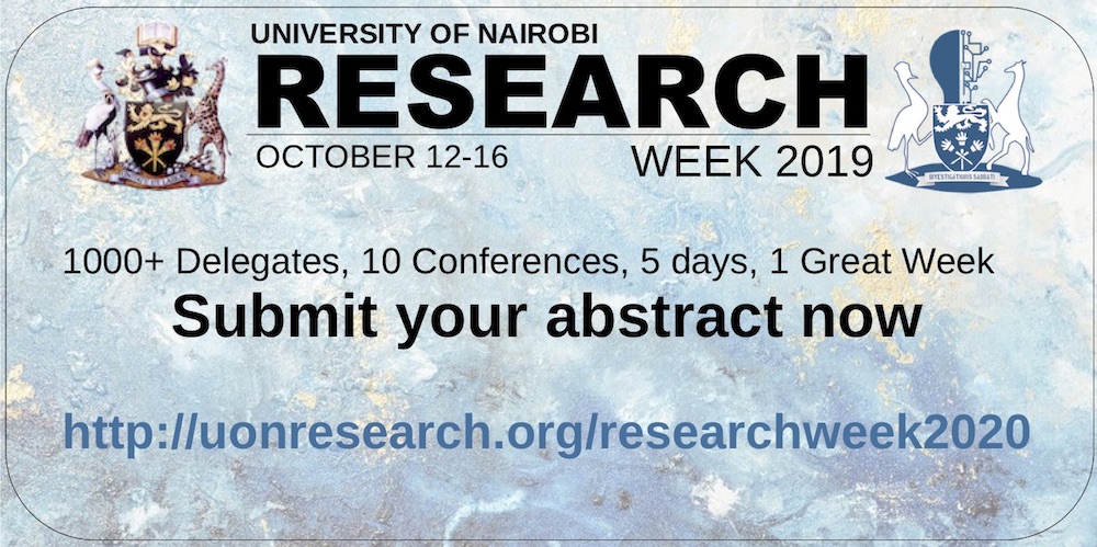 Extraordinary circumstances have forced us to work from home. 

Use this time to prepare &amp; submit an abstract/paper to 1 of 10 conferences in 3rd Annual <a href="/uonbi/">University of Nairobi</a> Research Week 2020, October 12-16.

Detailed information: uonresearch.org/researchweek20…

#researchweek2020

Share widely.