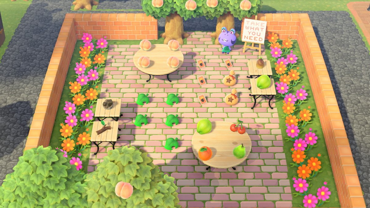 6. Some pastel bricks, for a nice colorful path. I think it fits well with the plaza and Able Sisters  #ACNH    #AnimalCrossing    #ACNHDesign  #acnhpattern