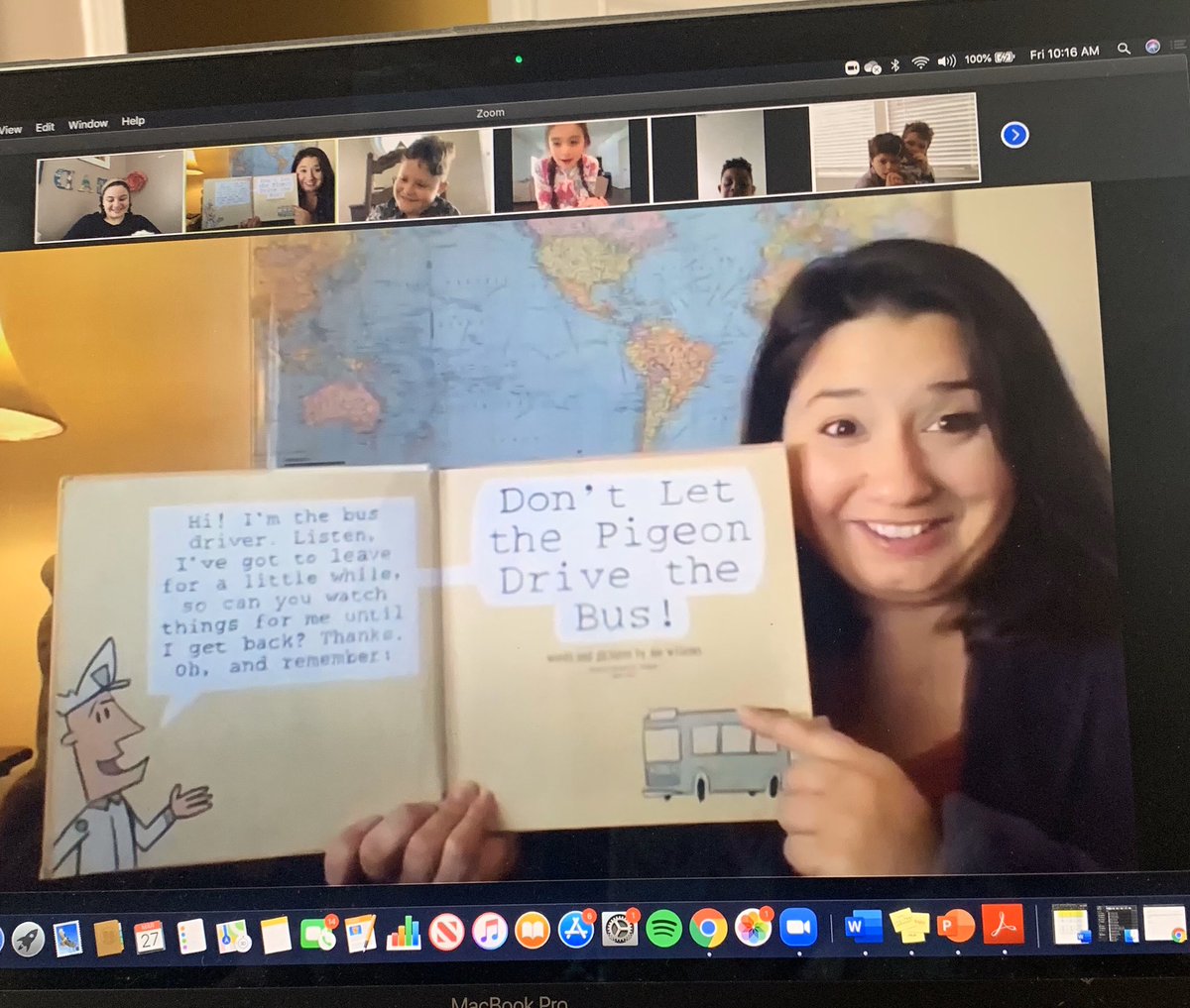 We loved listening to our favorite book! The pigeon sure does have a silly voice! 🐦 <a href="/FSDVikings/">Farmingdale School</a>