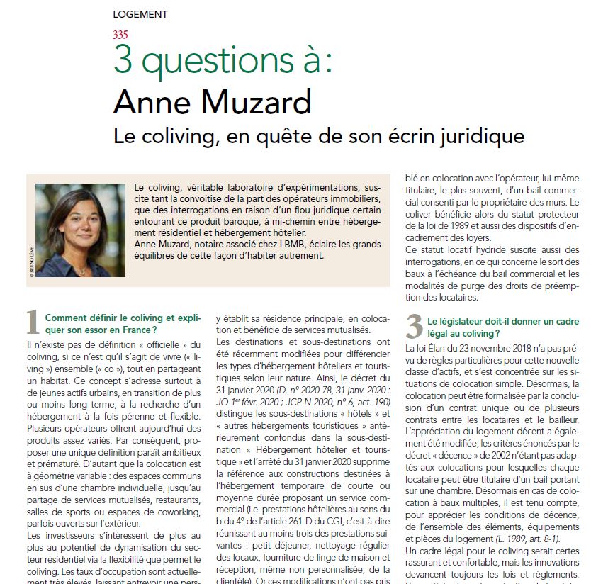 JCP_N's tweet photo. Le #coliving ou le vivre ensemble en partageant son habitat.. à mi-chemin entre hébergement résidentiel et hôtelier - 3 questions à Anne Muzard #notaire #immobilier merci à @S_Mazeran in JCPN n°13 https://t.co/zNjw2dxpfx