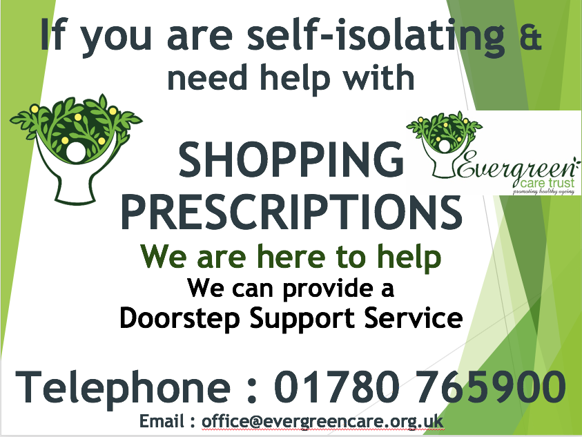 If you're a shop, pharmacist, garage or other business in Stamford and are still able to trade please remind your customers - if they are elderly or vulnerable to coronavirus and self isolating - that <a href="/EvergreenCareHQ/">Evergreen Care Trust 🌈</a> CRISIS Volunteers are here to help. <a href="/ShopStamfordUK/">#ShopStamford</a>