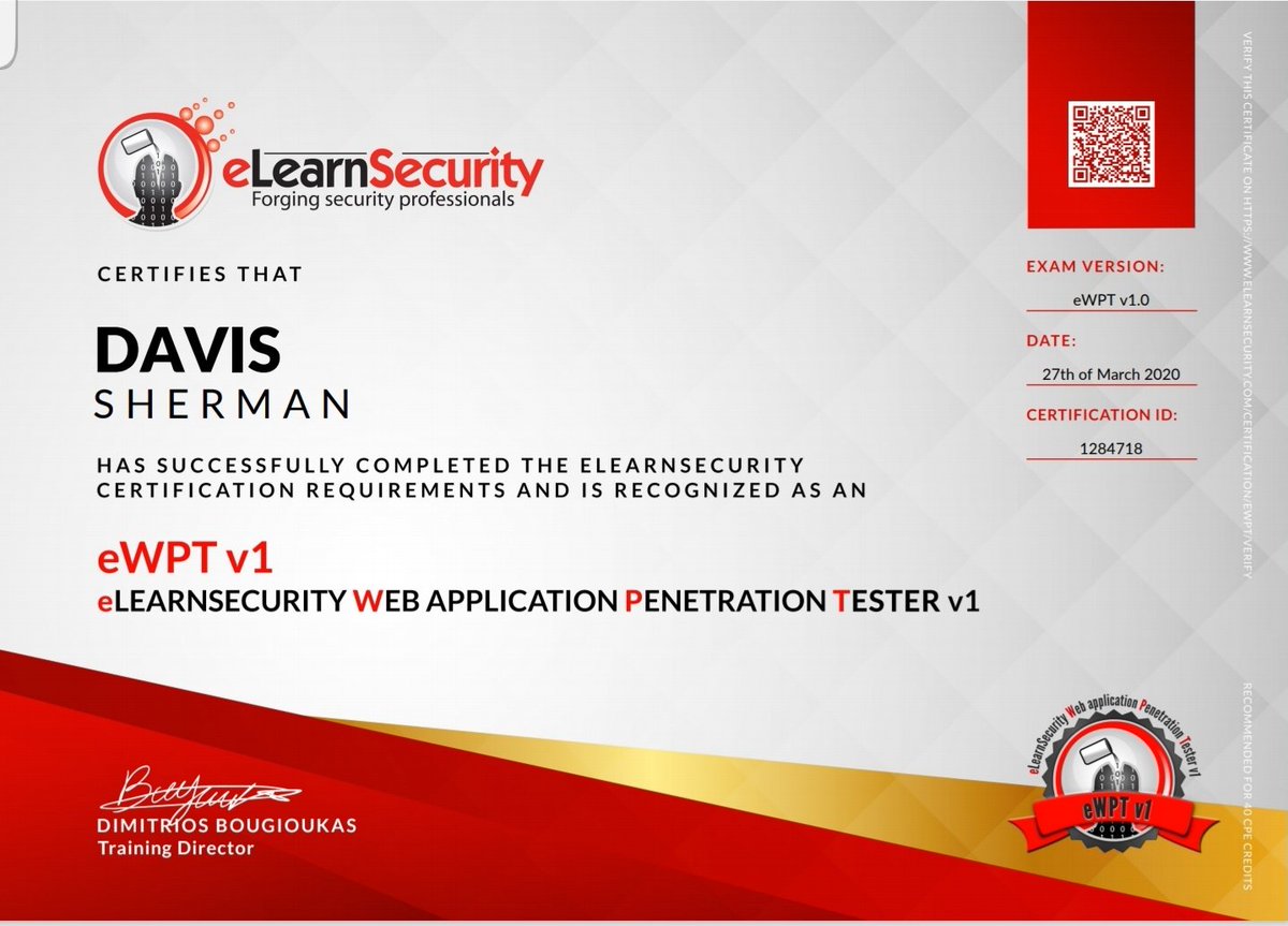 the_real_JDeezy's tweet image. This was a really good practical exam, like most I was stuck at a point but not for too long. #elearnsecurity #eWPT
