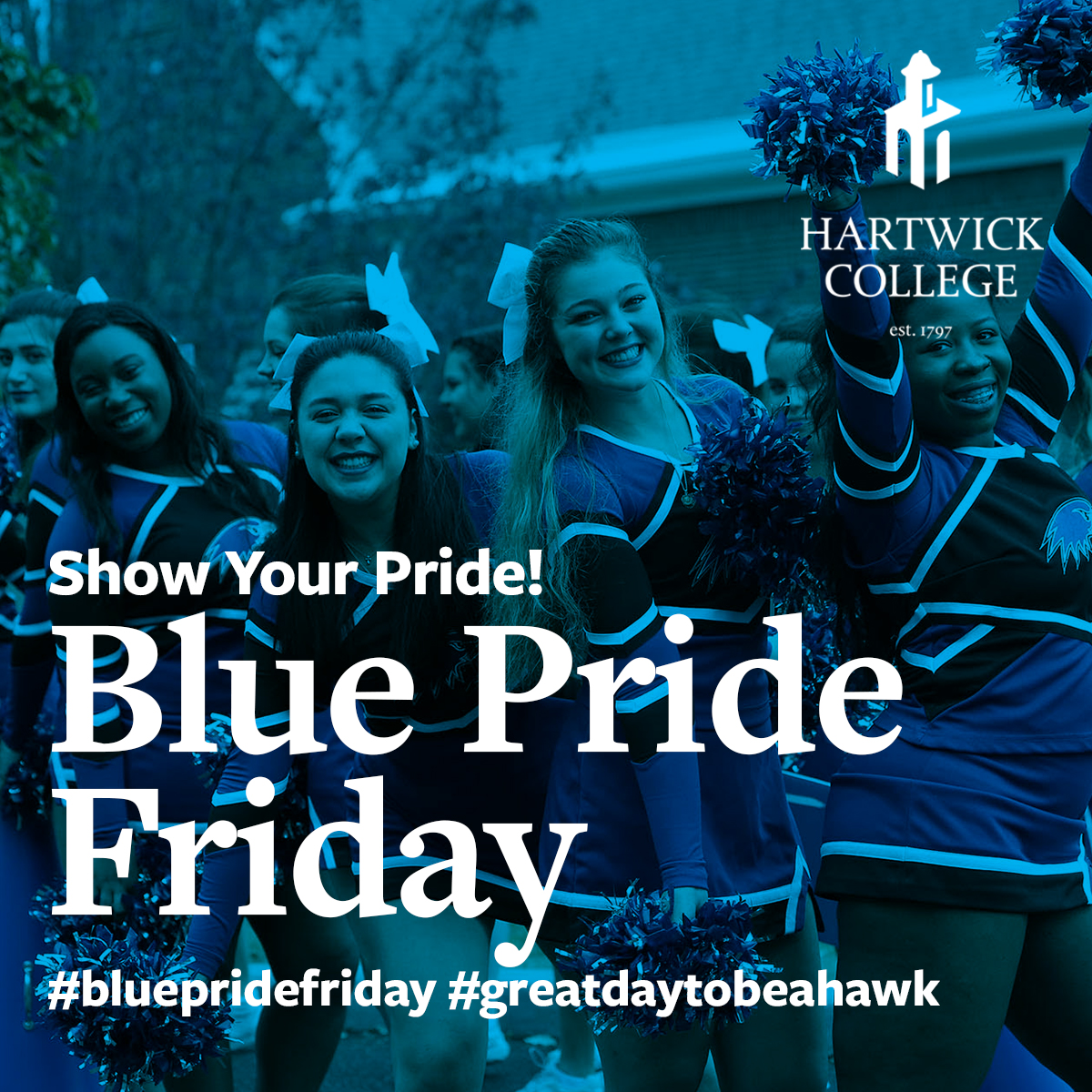 HartwickCollege's tweet photo. It's Blue Pride Friday! Show your pride by posting a selfie with #BluePrideFriday. Let's show the Hartwick community we are #HartwickStrong! https://t.co/J6zUkNLKx3