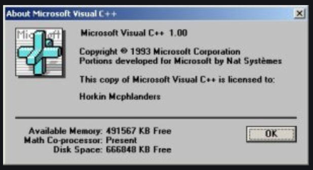 WindowsDocs's tweet image. Visual C++ version 1 was released back in 1993. Did you use it? What programs were you working on?
If you want to know more about the history of Visual C++, here's a great site: msft.it/6014TdFrq
#FlashbackFriday
#VisualC