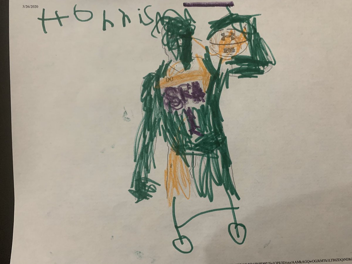 ProfShemica's tweet photo. @SFA_Athletics @SFA_MBB When your big cousin is a coloring sheet! (The 3-year old thought he needed legs) https://t.co/5la6WJCyL2