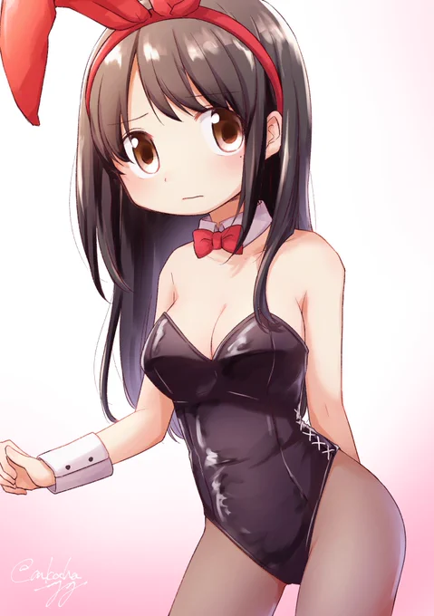 オリジナル女の子で黒髪バニーちゃん 