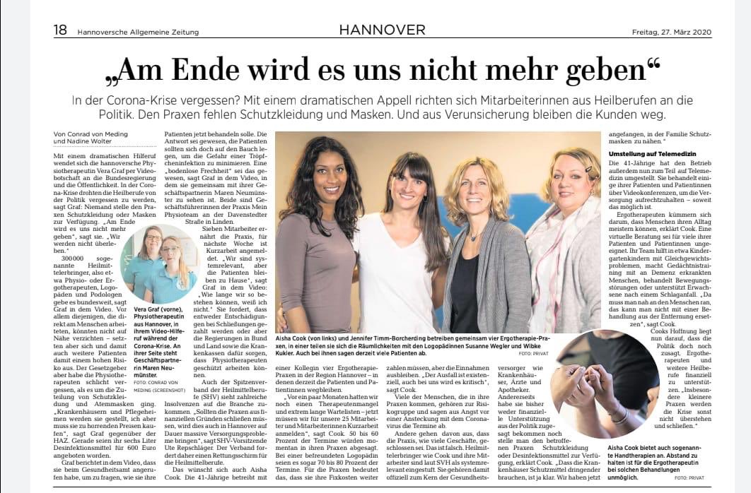 TIMMCOOK Ergotherapie (@timmcookergo) on Twitter photo Die Hannoversche Allgemeine Zeitung macht heute in einem Artikel auf die schlechte Situation in #Heilberufen in Zeiten der Corona-Krise aufmerksam. DANKE <a href="/HAZ/">HAZ</a> timmcook-ergotherapie.de/über-uns/aktue… #gemeinsamgegencorona #ergotherapie #heilmittelerbringer <a href="/DVEergotherapie/">DVE_Deutscher_Verband_Ergotherapie</a> <a href="/BMG_Bund/">Bundesgesundheitsministerium</a> Die Hannoversche Allgemeine Zeitung macht heute in einem Artikel auf die schlechte Situation in #Heilberufen in Zeiten der Corona-Krise aufmerksam. DANKE <a href="/HAZ/">HAZ</a> timmcook-ergotherapie.de/über-uns/aktue… #gemeinsamgegencorona #ergotherapie #heilmittelerbringer <a href="/DVEergotherapie/">DVE_Deutscher_Verband_Ergotherapie</a> <a href="/BMG_Bund/">Bundesgesundheitsministerium</a>