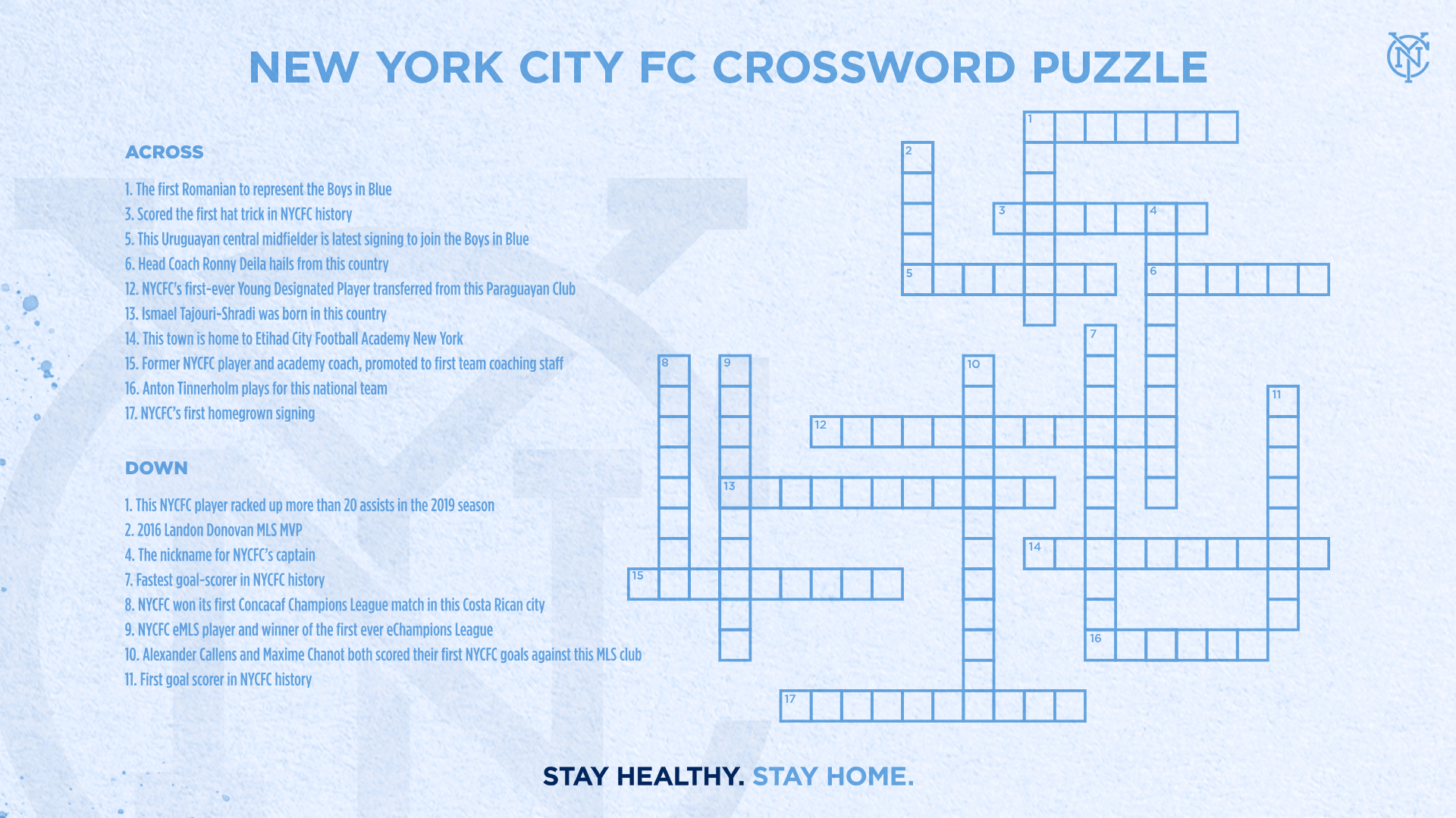 New York City Fc On Twitter Fridaymotivation Stay Healthy Stay Home So Give This Nycfc Crossword Puzzle A Go And Be Sure To Check Out The Rest Of Our Indoor Activities