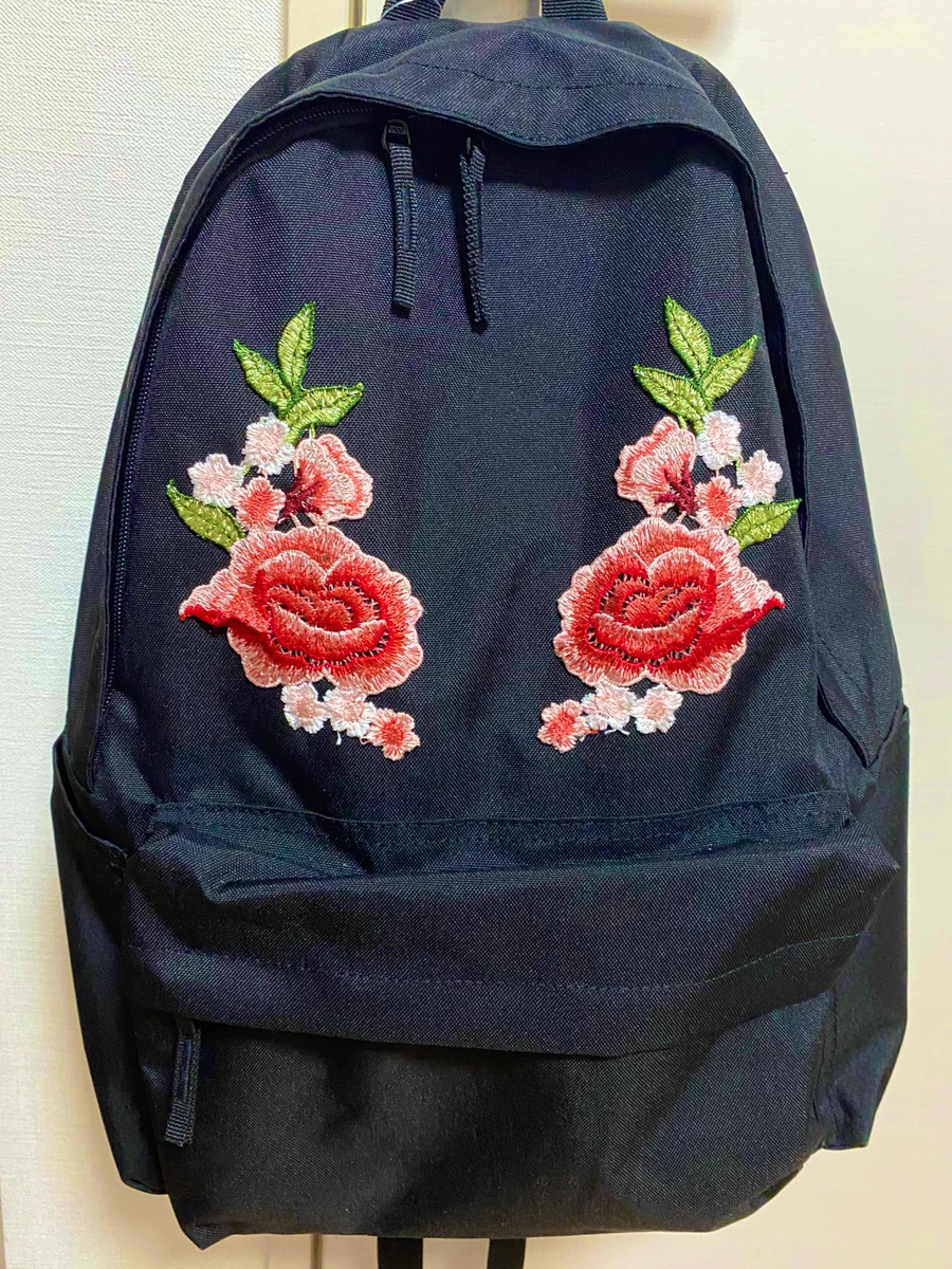 無印のリュックに素敵な刺繍・2時間かけて頑張って作ったそうです！！