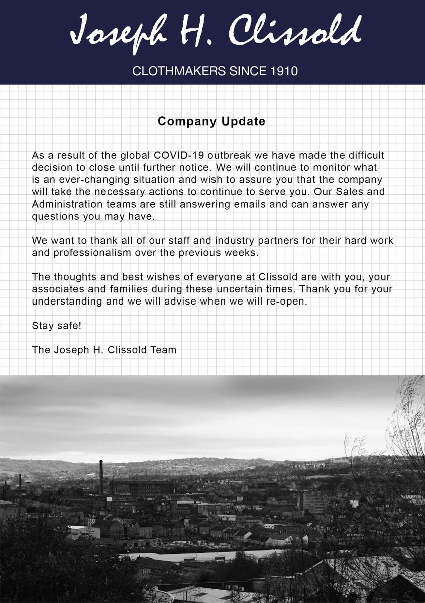 JosephHClissold's tweet photo. Company Announcement.  You can contact us via Email - Sales@Clissold.co.uk #keepsafe https://t.co/NQygM1kdY3