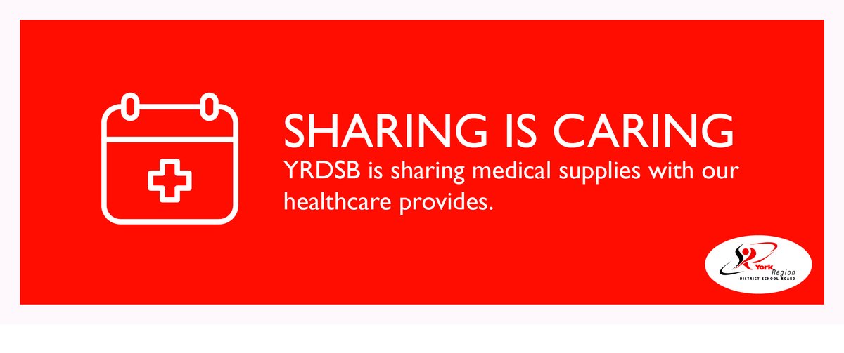 YRDSB's tweet photo. #YRDSB is working with the Ministry of Govt./Consumer Services to take inventory of medical supplies in our schools. 

The Ministry will then distribute these supplies to where they are needed most throughout our province.

Sharing is caring. We are all in this together! https://t.co/2SSbRW9DwU