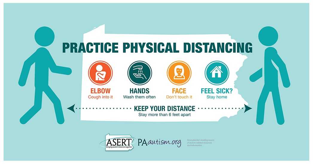 ASERT_PAautism's tweet photo. 💛#ASERTCommunity 
We hear it a lot – “#socialdistancing” but let’s use the words “#physicaldistancing” to better explain what we need to do. Read more at: https://t.co/5frOEkLHOV. https://t.co/4mnTLemkFT