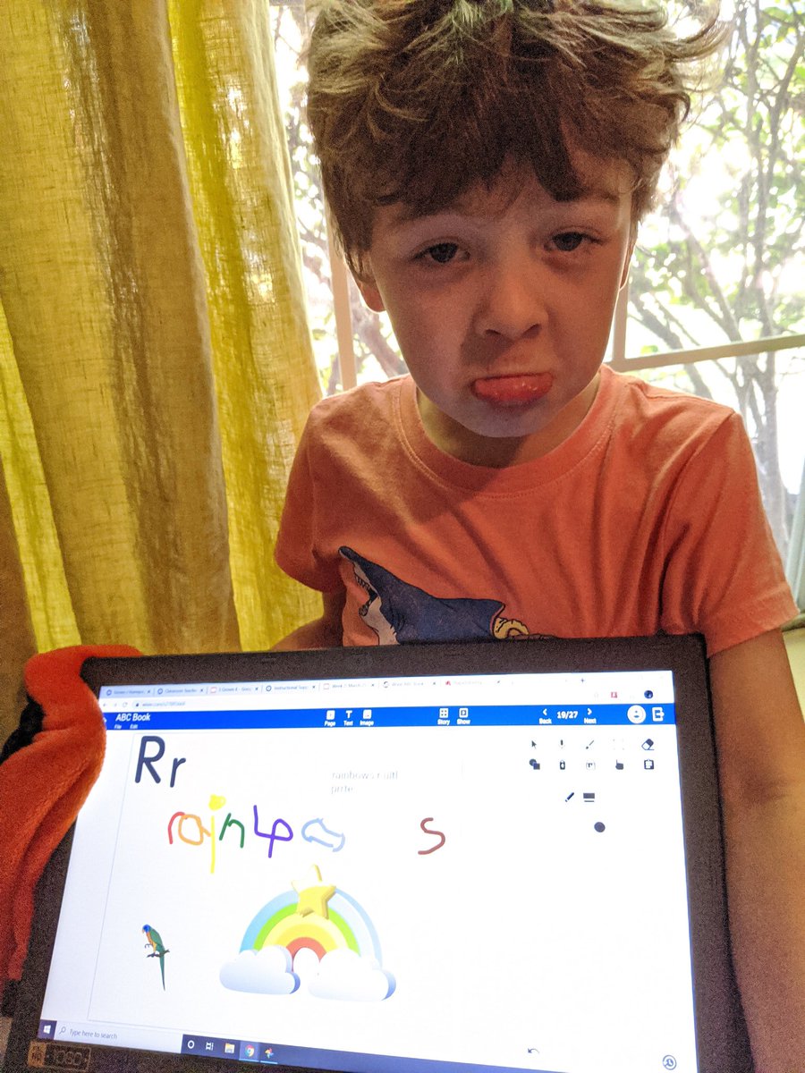 Mrs_Gawel's tweet photo. The boy is sad he couldn't do this project in iLab with @wheelerteaches . He loved being able to create pages for his ABC book, and teach his mom how to use  Wixie 💻 @HumbleISD_GE #wearegroves #bethelight #kinderkid https://t.co/iZZpNzo2XW