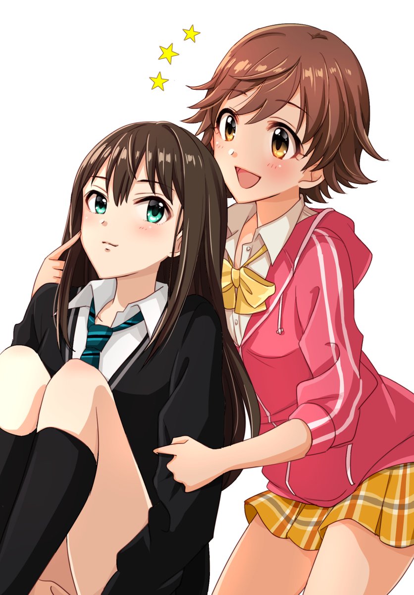 本田未央 ,渋谷凛(シンデレラガールズ) 「凛ちゃんと未央ちゃん! 」|ポン太＊現在Skeb作業中！受付締め切りました。個人ご依頼受付もまだお休み中！のイラスト