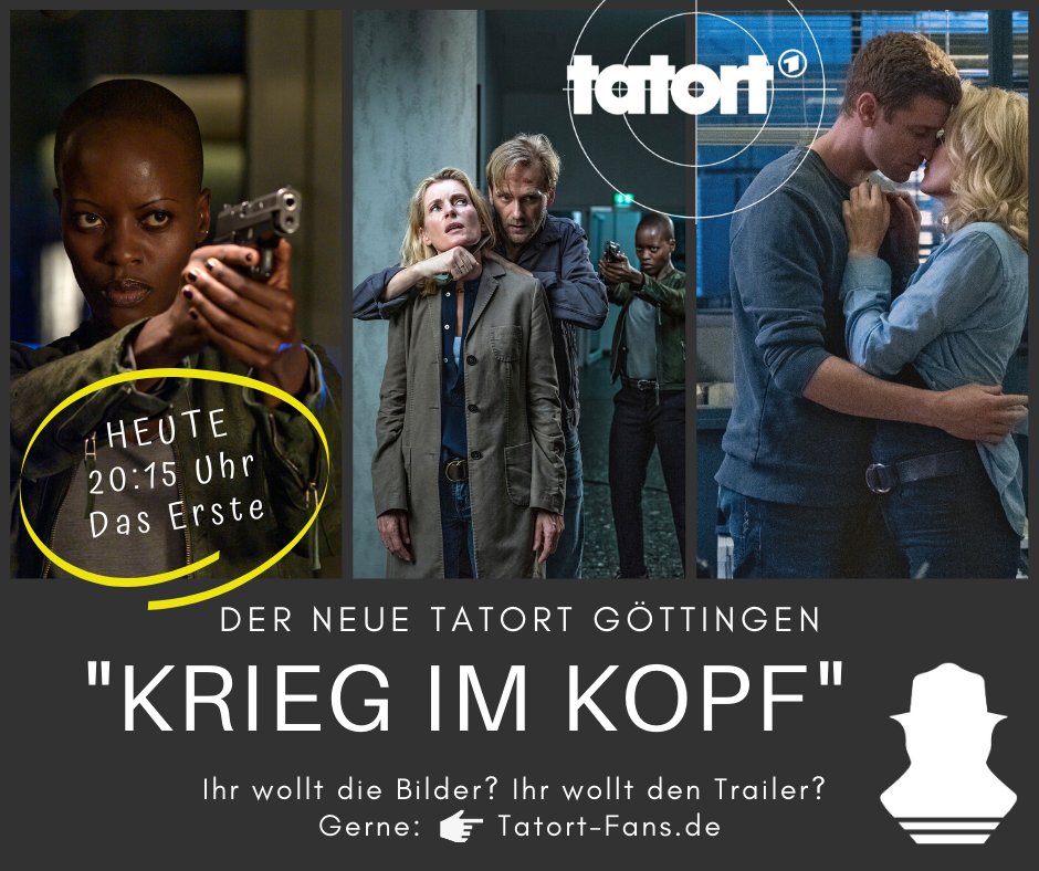 tatort_fans's tweet photo. 90 Minuten lang an etwas anderes denken als 🦠 #corona : Der #Tatort ist wieder da! Der neue Fall spielt in #Göttingen, heißt 🤕 "Krieg im Kopf" und wird von Lindholm &amp; Schmitz gelöst (hoffentlich). Ab 20:15 Uhr in #DasErste, wie immer mehr unter https://t.co/GAXHaunMNn https://t.co/itNNqwx74n