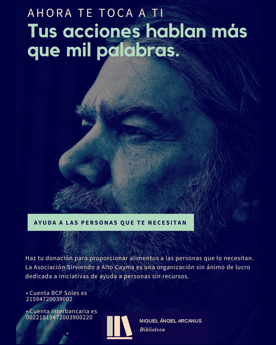 angel_arcanus's tweet photo. Arequipa se da la mano! Ahora te toca a ti, tus acciones hablan más que mil palabras. #ElVueloDelArcanus #BibliotecaMiguelAngelArcanus https://t.co/jyNGT9d53j
