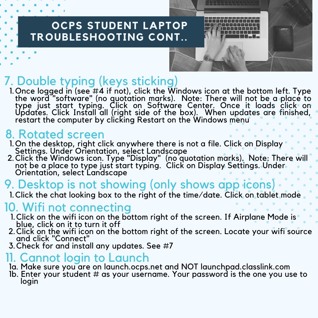 TCHSWolves's tweet photo. If you are having issues with your laptop. Please use the information provided to troubleshoot your problems. https://t.co/PPOH0R2mRu