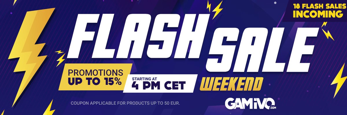 GAMIVOcom's tweet photo. Why don't we do something even bigger than before.

That's right multiple Flash Sales during the whole WEEKEND. 
All you have to do is check our website https://t.co/ba95diEtnF once in a while and check the current discount coupon!!!

#promo #flashsale #gamivo #occasion #priceoff https://t.co/IOZCB07m7e