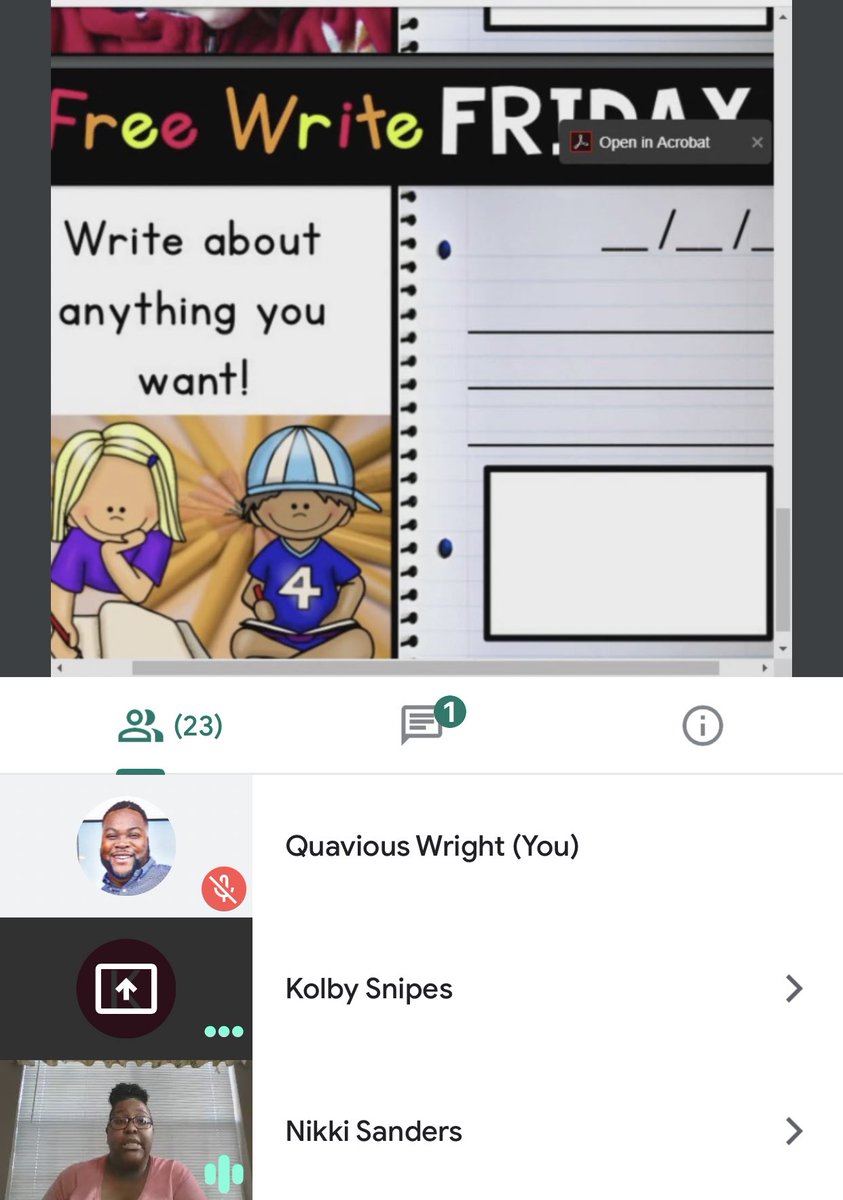 QuaviousWright's tweet photo. Itโs FREE WRITE FRIDAY!!!
1st grade teachers getting ready to begin their phonics lesson on this beautiful Friday Morning! #happyfriday #remotelearning #doingwhatisneeded @makishawilliams @jodyecallaway https://t.co/h9lG9vMucY