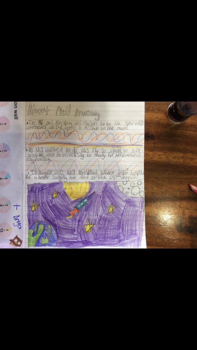 BlairhallPS's tweet photo. Some super learning at home from P3/4/5! Using a non-fiction ebook on #activelearn the children read about the great astronaut Neil Armstrong. Using what they read they then created a fact poster! Lots of different skills and mediums being used 😊 #greatlearning #bestweeclass https://t.co/JZzuwV5IGg
