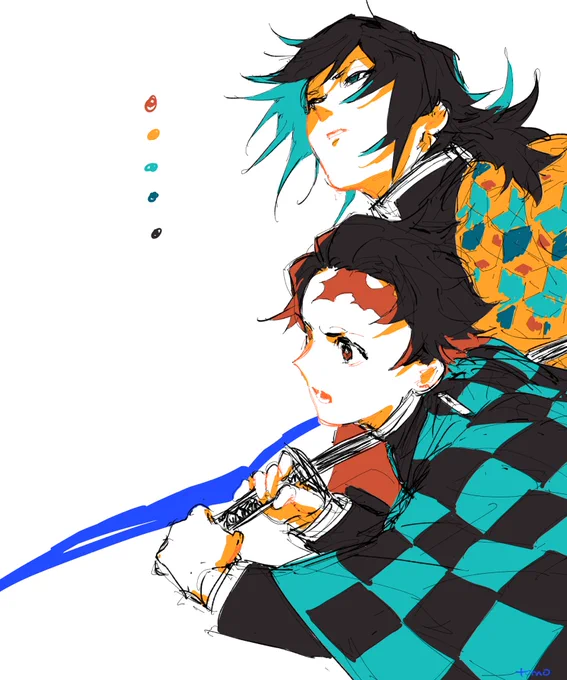 #鬼滅の刃版深夜のお絵描き60分1本勝負

お題【フリー】

色縛りで義勇さんと炭治郎を描きました! 