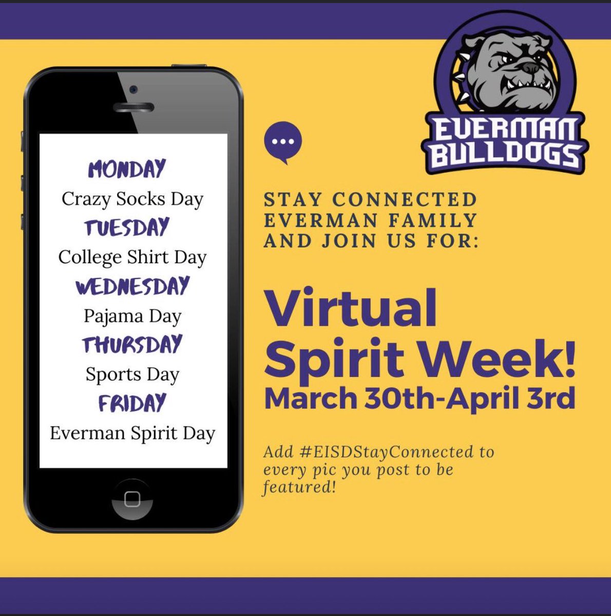 cheriepace's tweet photo. Coronavirus invaded our world and caused some disruption to our educational system.  @EvermanISD has made this transition almost seamless!  I LOVE my district! Thanks for everything you do for our kids!  💜💛 @Academy_EISD, @SuperEISD &amp; @Russellettes you are all outstanding!!! https://t.co/XCFkaT55Fi