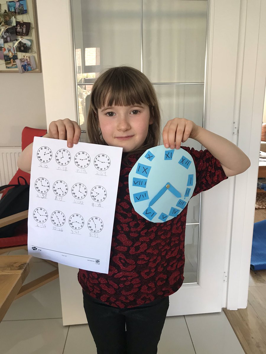KerryBa31664062's tweet photo. Roman clock made this morning and telling the time using the Roman numerals sheet completed today @CWPSSwindon https://t.co/NqKz1e4559