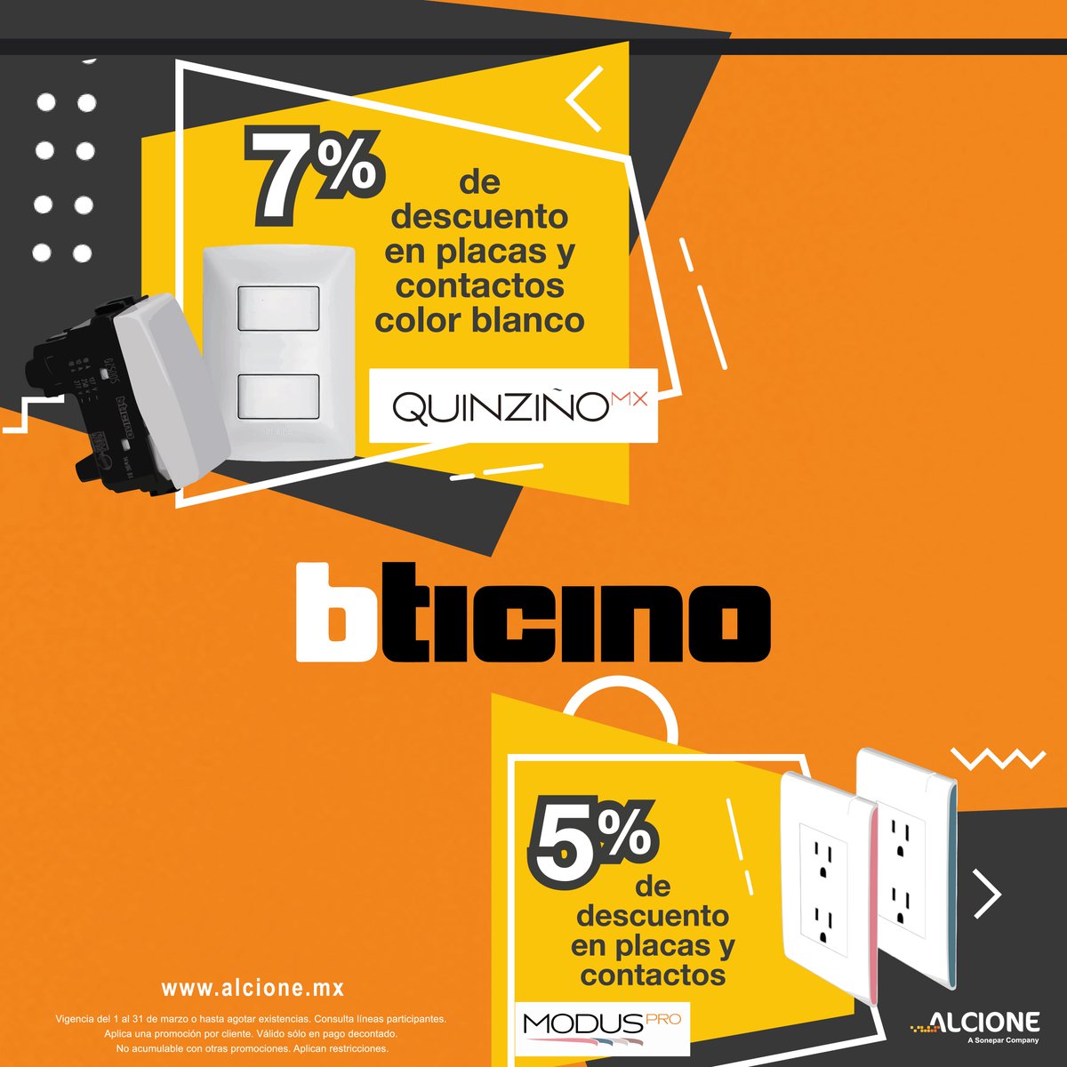 alcionemx's tweet photo. Ven por los descuentos que tenemos en Placas y contactos de la marca #Bticino
7% de descuento en la línea #QuinziñoMX y el 5% de descuento en la línea #ModusPRO
Acude a tu sucursal más cercana
https://t.co/3qHBoWCj1V https://t.co/F1eTZklNbZ