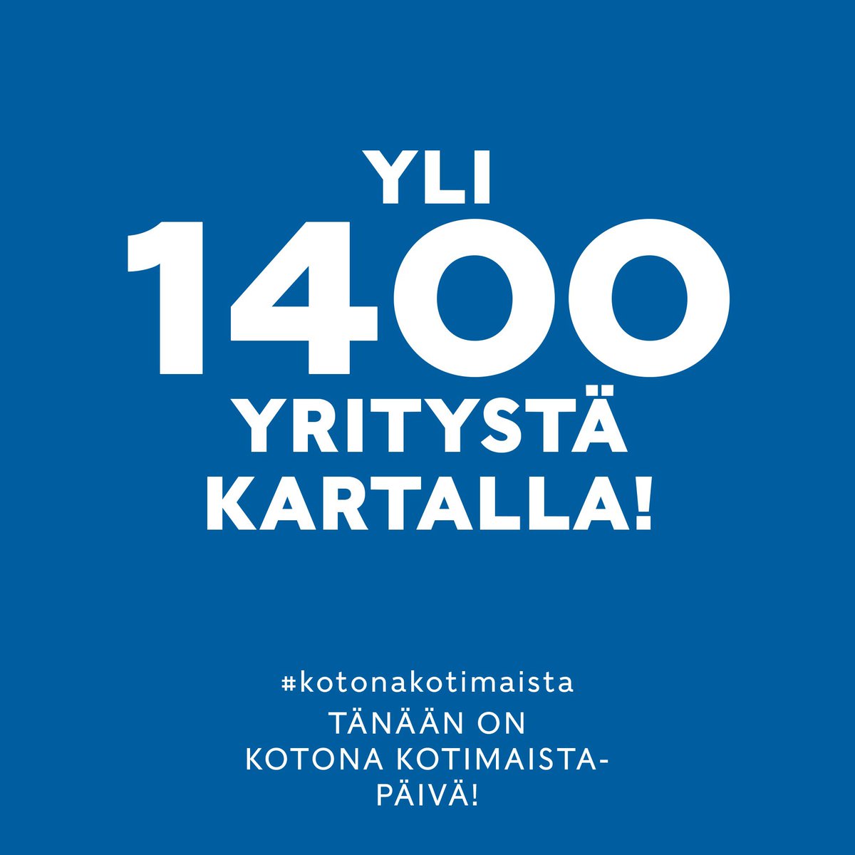KotonaK's tweet photo. Nyt jo yli 1400 yritystä on ilmoittaunut mukaan kampanjaan. Vaikka tänään vietetäänkin kampanjan nk. pääpäivää, ei se tarkoita että palvelumme olisi puolilta öin mihinkään katoamassa. Sivustomme ja yhteisömme tulee elämään pitkään. 

TUE - TEE - JAA #kotonakotimaista https://t.co/86fdQwWjTx