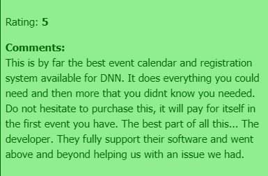 cartviper's tweet photo. Another 5* review for the Event Planner module, take the free 14 day trial today to see why its still highly rated 10yrs after its 1st release! https://t.co/US4I3SirfW #dnncms @DNNStore @DNN https://t.co/wJLgH04LsX