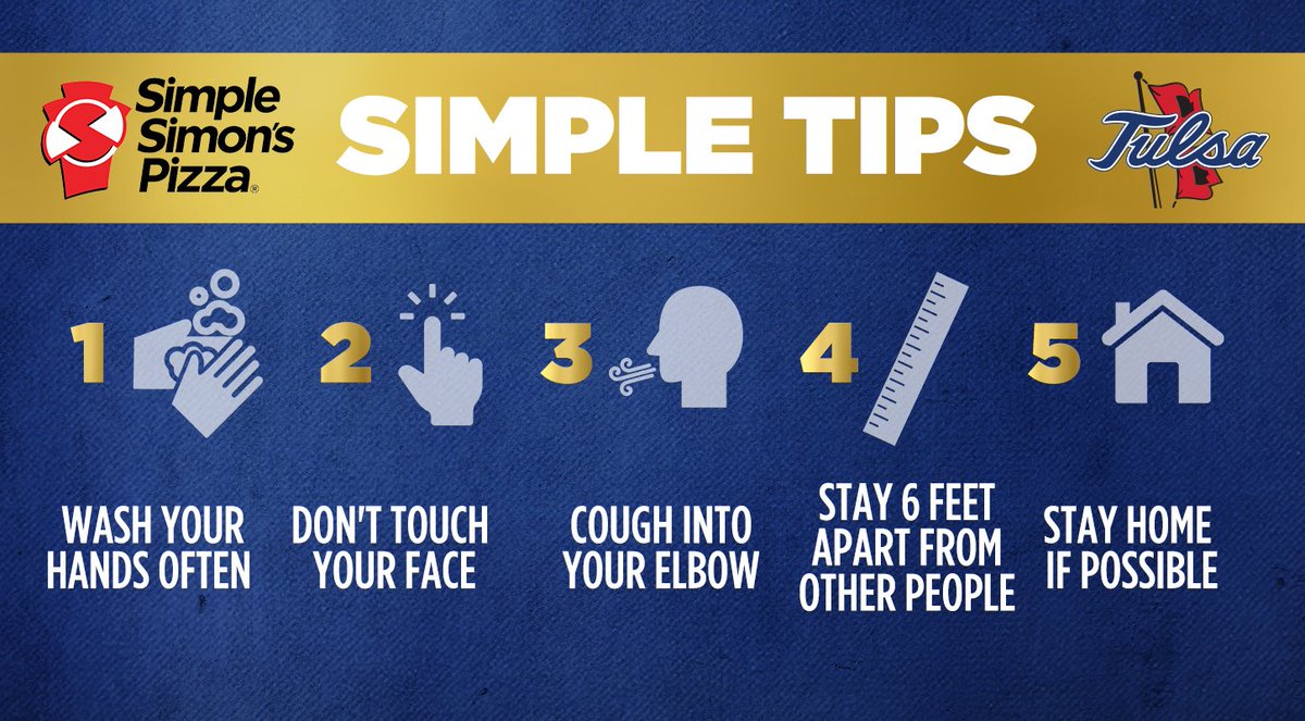 TulsaHurricane's tweet photo. TU Family❗️ Don't forget these 5 simple tips to help keep you safe and healthy during these times!! #ReignCane #ForOurCity https://t.co/KKhHwZnavp