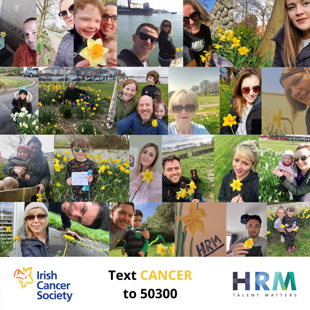 HRMRecruit's tweet photo. HRM is celebrating #DigitalDaffodilDay in aid of the @IrishCancerSoc from our home offices' around the country. Post your own daffodil selfie and donate €4 by texting CANCER to 50300. https://t.co/B1FUZspuLq