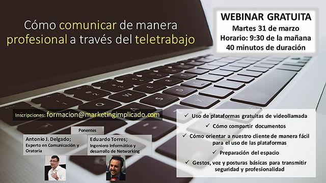 SVQIntercambio's tweet photo. 💻WEBINAR GRATUITA💻 •
⏱¡Ya tienes plan para el próximo martes 31 de marzo a las 9:30 de la mañana!
•
🎙Antonio J. Delgado, experto en comunicación y oratoria, y Eduardo Torres, ingeniero informático en Anura Digital y desarrollador de networking en… https://t.co/bdIVEiaNf2 https://t.co/j786Fteiow