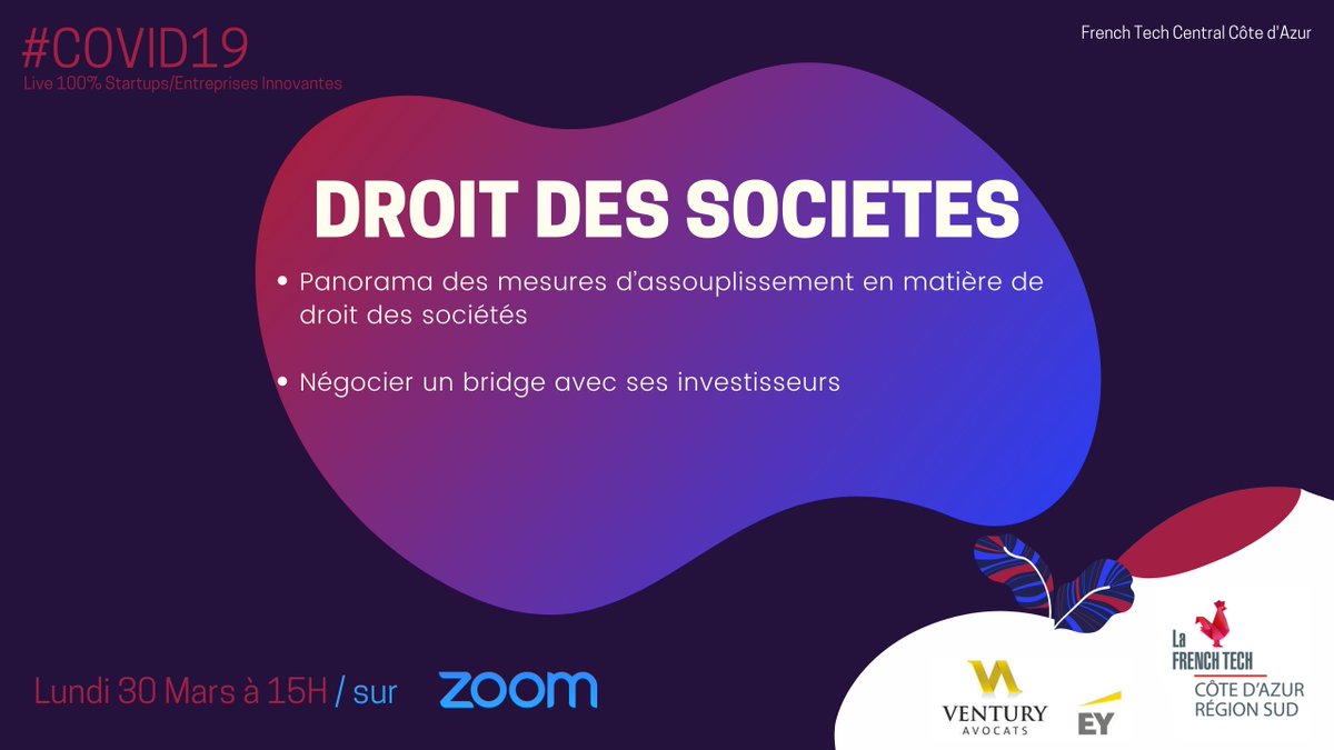 FrenchTechCdA's tweet photo. Webinaire  #COVID19 French Tech Côte d'Azur

DROIT DES SOCIETES - Vous avez une question, un expert vous répond en direct Lundi 30 mars à 15H00.

👉Inscrivez-vous: https://t.co/ZHTiEkyyJ5

#Frenchtech #FrenchTechCentral #FTCentral https://t.co/5YI9CXOIXf
