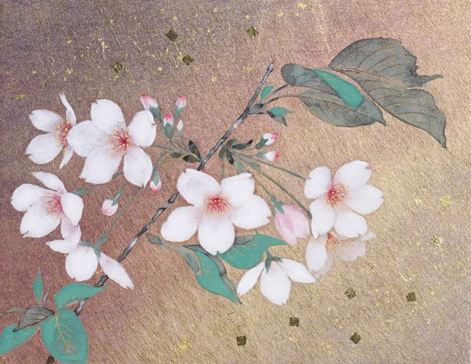 本日は
#さくらの日 
#エア花見 
#桜の日 

毎年見ていても、桜は毎回違う表情を見せてくれる気がします。??
桜を描く時は、ただひたすら、
その美しさを映しとりたい……
と願って筆を動かします。 