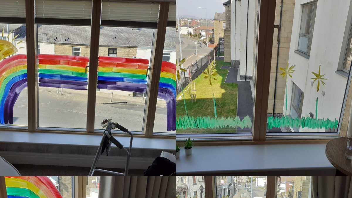 Due to the amazing response we have been getting from our ‘Rainbow window’ we have now painted another rainbow window around the front of the home with a row of daffodils.
Please all keep up the support and keep waving.
#rainbowwindow