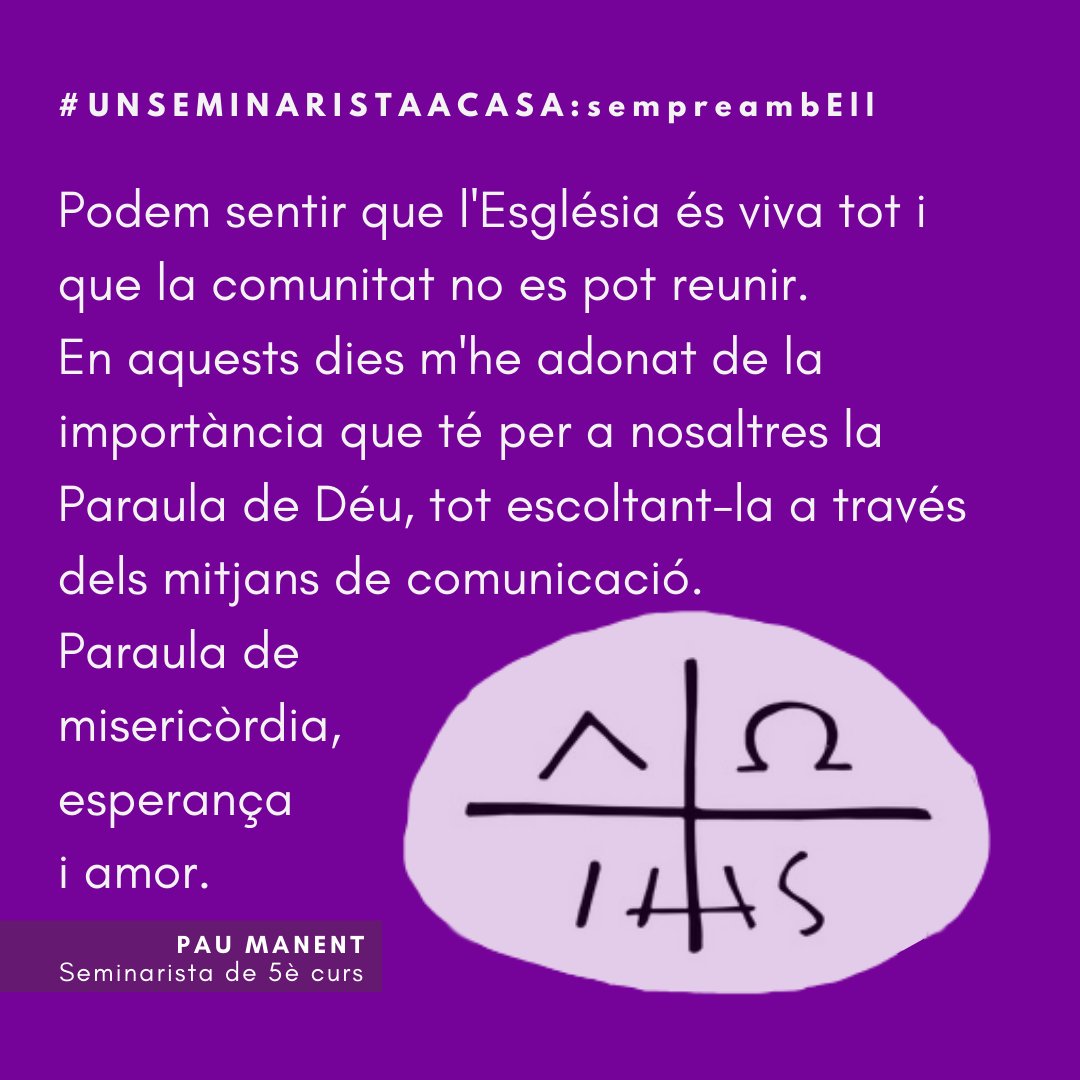 Paraula de misericòrdia, esperança i amor.
#unseminaristaacasa #sempreambEll
<a href="/esglesiabcn/">Església de Barcelona ⛪️</a> <a href="/bisbatsantfeliu/">@BisbatSantFeliu</a>