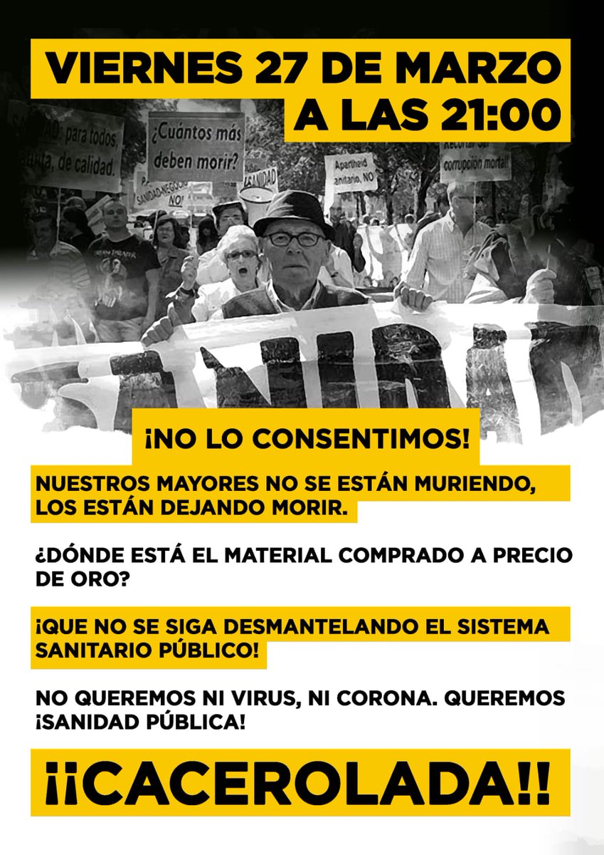 YescaCastilla's tweet photo. 🔴A las 21h saca #tuindignaciónalbalcón porque la crítica y la la lucha es más necesaria que nunca y no podemos regalársela a la ultra derecha.

Por nuestros mayores, por las trabajadoras sanitarias y por todas las que siguen luchando cada día para sacarnos de esta. https://t.co/o8BS4rIi3D