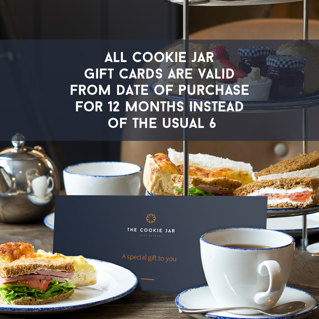 Just thought we’d let you know that in these unprecedented times, all Cookie Jar gift cards are valid from the date of purchase for 12 months instead of the usual 6. Stay safe and we’ll see you when the world is back up and running. #staysafe