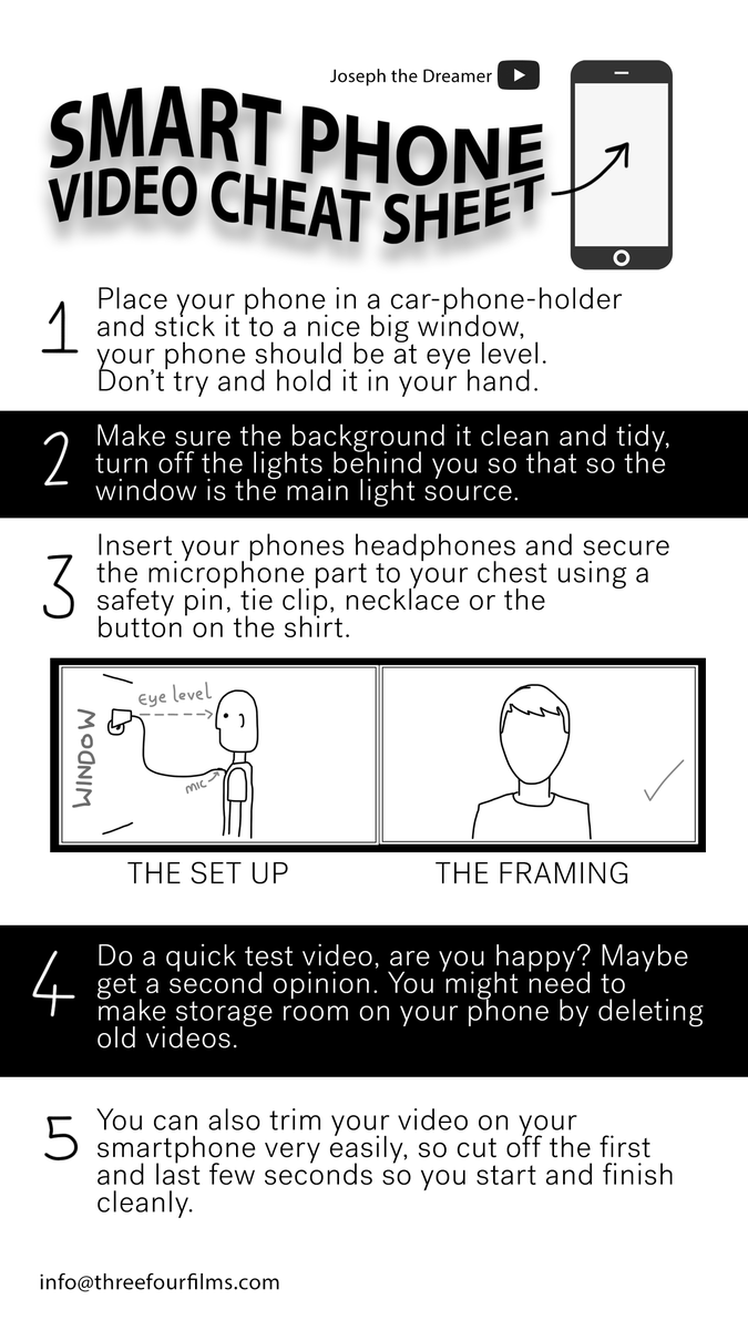 josephthedreamr's tweet image. Smartphone video cheat sheet i made because I'm sick of all these #coronolockdown videos #smartphonevideo #filmmaker