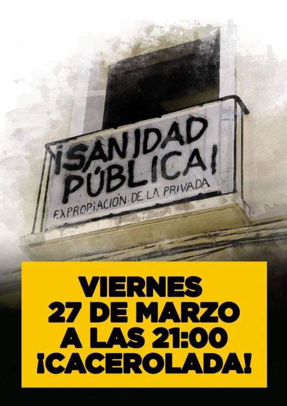 VicalvaroPueblo's tweet photo. Hoy #27M a las 21:00 ¡Saca #TuIndignacionAlBalcon! Desde Vicálvaro también saldremos a la #Cacerolada por más recursos sanitarios y en solidaridad con la lucha de l@s trabajador@s.

Esta #crisis no la podemos pagar l@s de siempre. ¡Por la #SanidadPública! https://t.co/jhN2K3GMIb